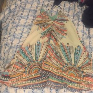 Above knee silky flowy dress cool print